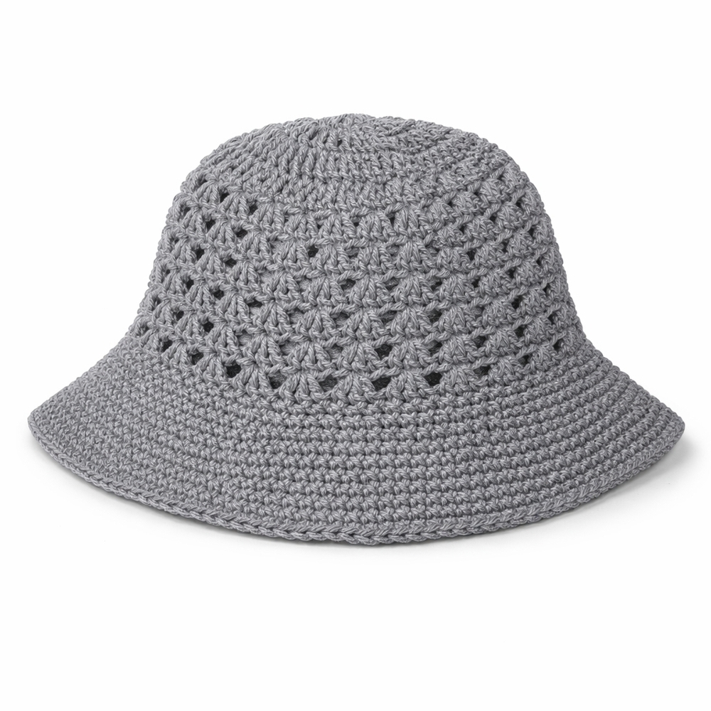 Hand-Crocheted Gray Bucket Hat